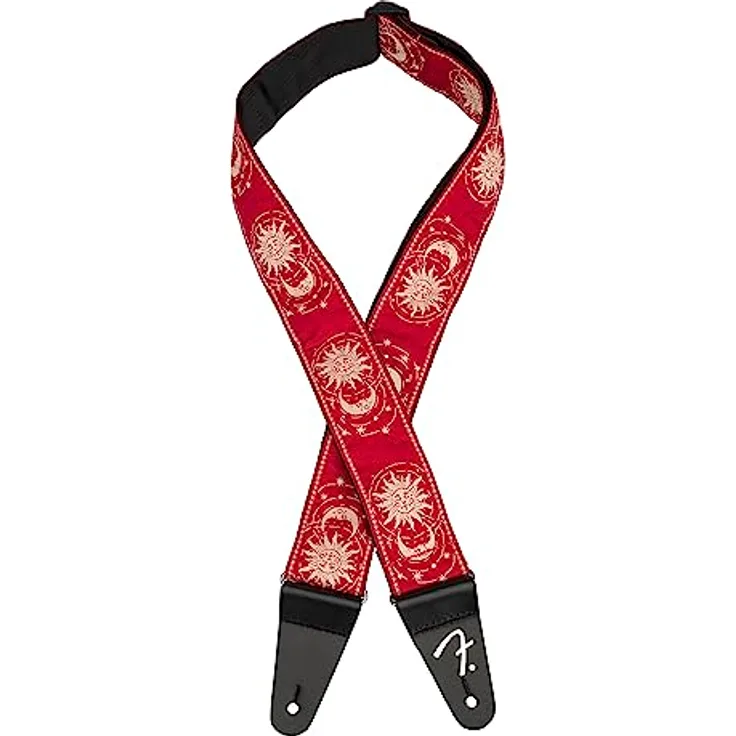Fender AV II Sun Strap DR, Gitarrengurt in Dakota Red mit Leiterverstellsystem, Länge 86-150 cm, Breite 5 cm, Polyester Jacquard