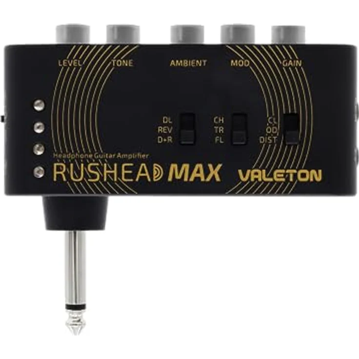 Valeton RushHead Max, Pocket-Kopfhörer Gitarrenverstärker mit integriertem 6,3 mm Klinkenstecker, Effekten wie Chorus und Reverb, wiederaufladbarem Lithium-Akku, schwarz – Bild 2