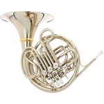 Hans Hoyer 6801NSA-L Double Horn, F/Bb Doppelhorn mit Neusilber Ventilbüchsen, 310 mm Schallstück, gravierte Ventildeckel und verstellbarem Daumenhaken, klar lackiert, inkl. Mundstück und Koffer