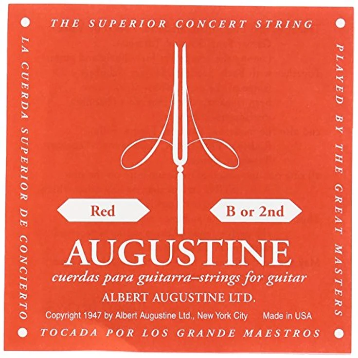 Augustine 650422 Red Label Saiten für Klassik-Gitarre, Standard-Diskantsaite in Regular Tension, Typ H2