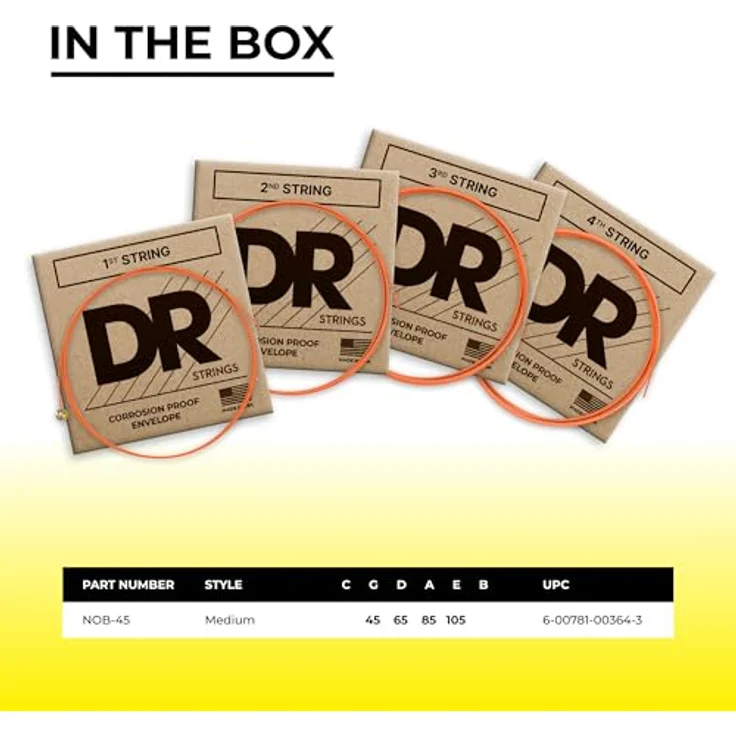 DR Strings Neon Orange NOB-45, E-Bass Saitensatz aus nickelbeschichtetem Stahl, Stärken 045-065-085, orange – Bild 5