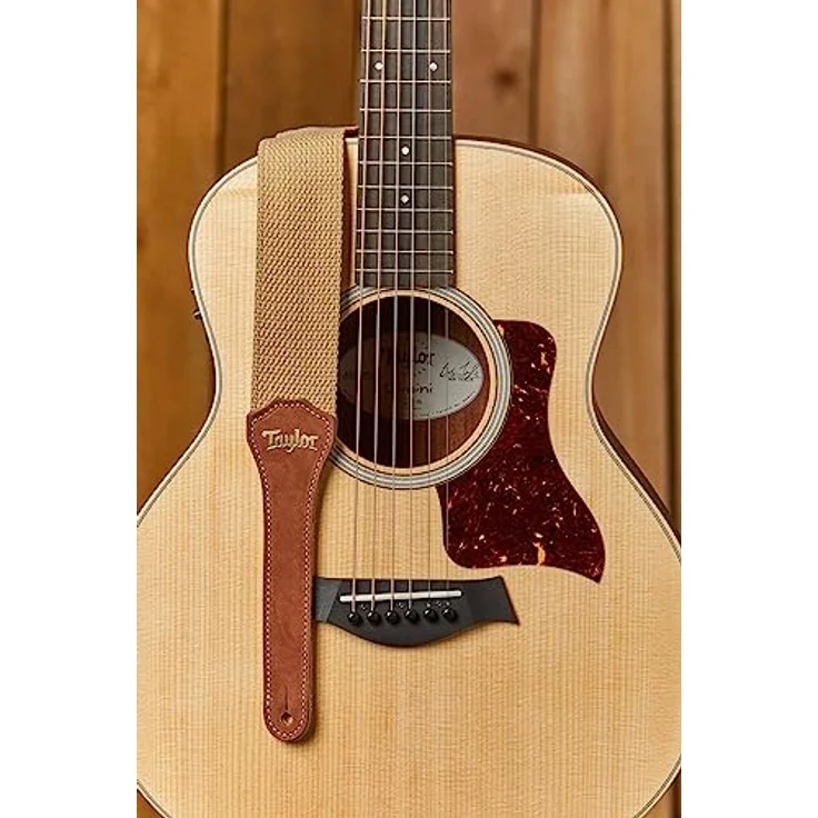 Taylor GS Mini Strap Tan, Gitarrengurt aus Baumwolle mit Wildlederenden, 50,8 mm breit, 110-132 cm verstellbar, Farbe: Tan, Made in USA – Bild 2