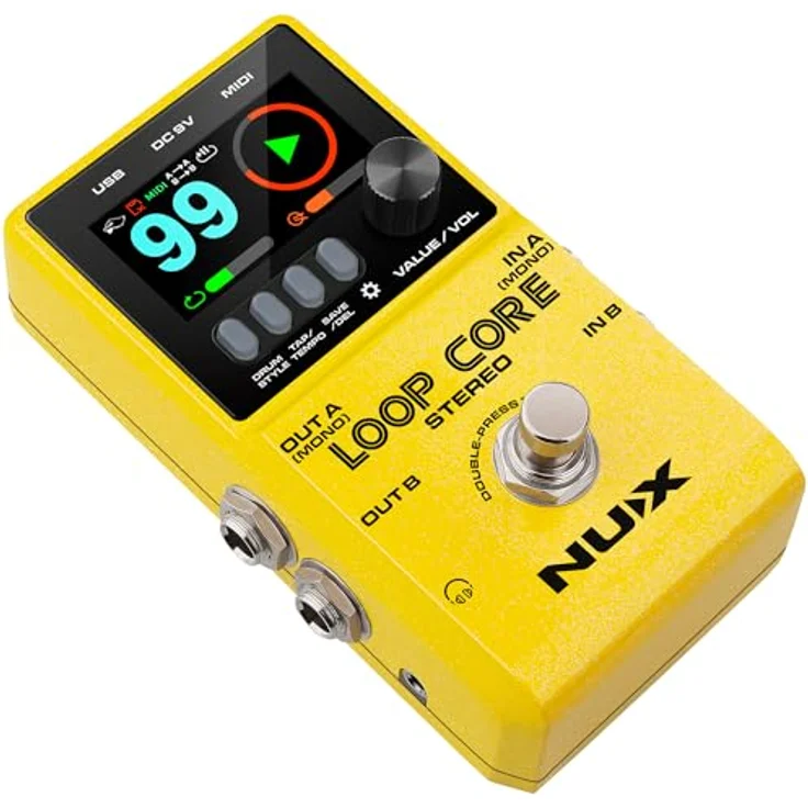 Nux Loop Core Stereo, Gitarren Looper-Pedal mit 6 Stunden Loop-Speicher, 99 Speicherplätzen, hochauflösendem Farb-LCD und MIDI-Steuerung – Bild 3