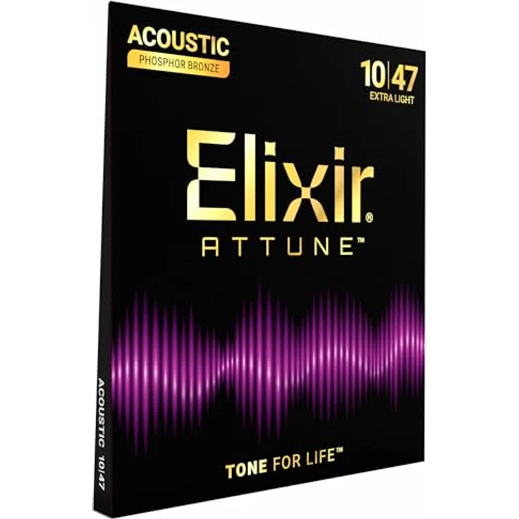 Elixir Attune 21002 Phosphor Bronze Gitarrensaiten, Custom Light, langlebig mit klarer Klangqualität, beschichtet – Bild 1