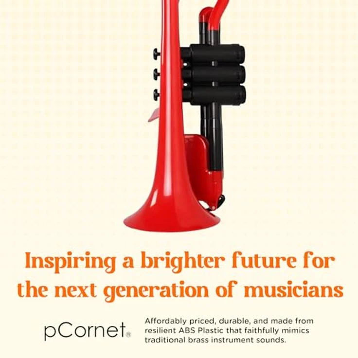 pBone music pCornet Red, Bb-Kornett aus ABS-Kunststoff, leicht und robust, inkl. Tasche und Kunststoffmundstück – Bild 3