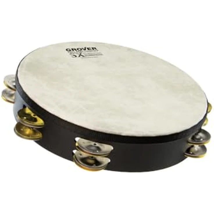 Grover Pro Percussion SX-SB Tambourine, 10" mit doppelreihigen German Silver/Messing Schellen, Fiberskyn Fell und Acousticon Korpus, inkl. Tasche – Bild 1
