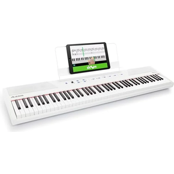 Alesis Recital E-Piano mit 88 halbgewichteten Tasten, Weiß, 5 Stimmen, integrierte Effekte, geeignet für Unterricht – Bild 1