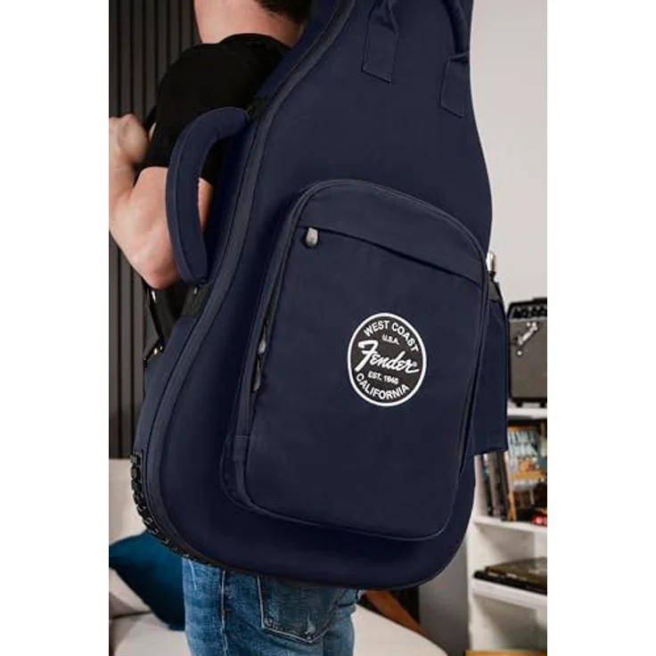 Fender Troubadour Electric Guitar Gigbag, gewachstes Polyestersegeltuch mit 25mm Polsterung, Navy color – Bild 12