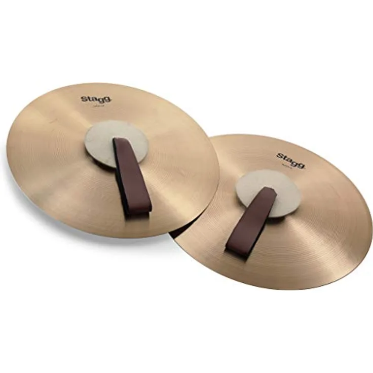 Stagg MASH16 CRA Marching/Concert Cymbal, 40,64 cm (16 Zoll) aus hochwertigen Materialien mit starken Gummibändern