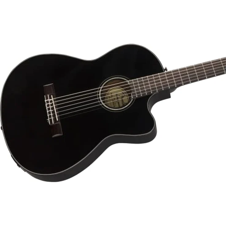 Fender CN-140SCE Thinline Black, Konzertgitarre mit massiver Zederdecke, Cutaway und Fishman Elektronik, schwarz hochglanz – Bild 5
