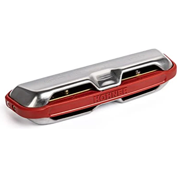Hohner Golden Melody F#, diatonische Mundharmonika in Fis-Dur mit 20 Stimmzungen, rotem Kunststoff-Kanzellenkörper und robustem Etui, made in Germany – Bild 6