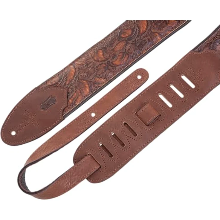 Levys Sundance Line Strap 3" WBRN, gepolsterter Gitarrengurt aus geprägtem Leder, floral, Whisky Braun, verstellbar von 94 cm bis 132 cm – Bild 8