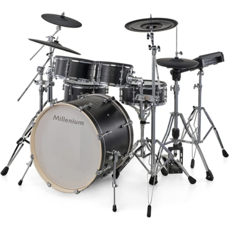 Millenium MPS-1500 Hybrid-X E-Drum Set mit umfangreicher Sound-Bibliothek, 22" Bass Drum Pad, 13" Snare Pad, 18" Ride Pad und 500 MB Speicherplatz für eigene Samples