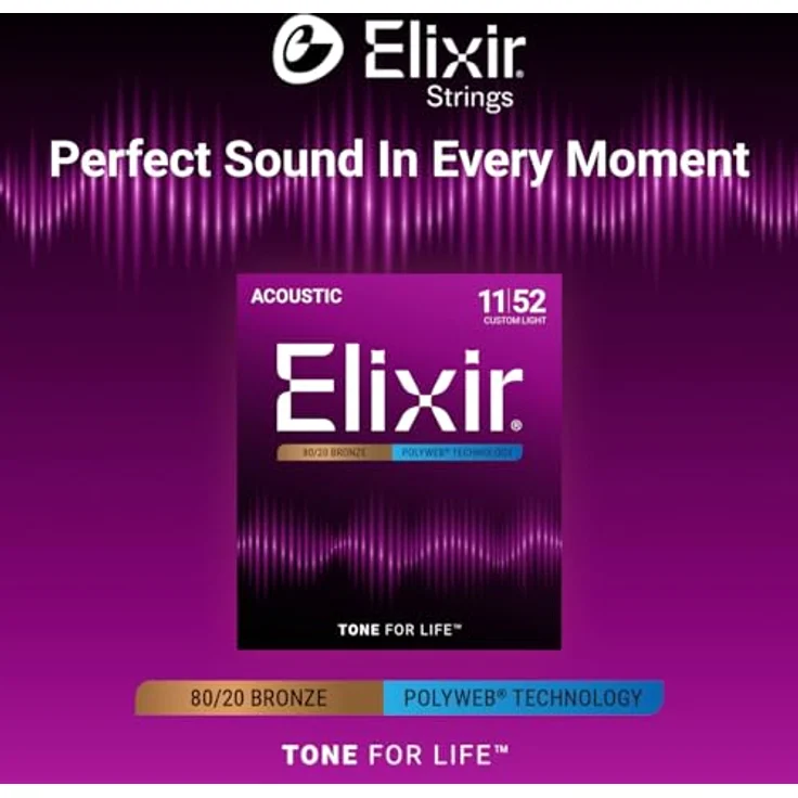 Elixir Polyweb Custom Light Acoustic Saiten, 80/20 Bronze, 011-052, GoreTex – Bild 3