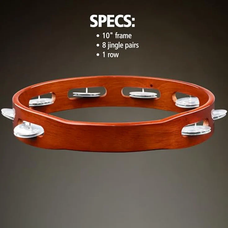 Meinl TA1A-AB Wood Tambourine, 1-reihig mit 8 Paar Aluminiumschellen, Holzrahmen, Farbe: African Brown – Bild 5