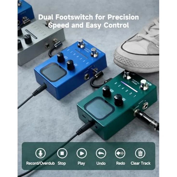Flamma FF01 Looper, Stereo-Looper mit 40 Speicherplätzen und 150 Minuten Gesamtspielzeit, inkl. USB-C-Anschluss und Netzadapter – Bild 4