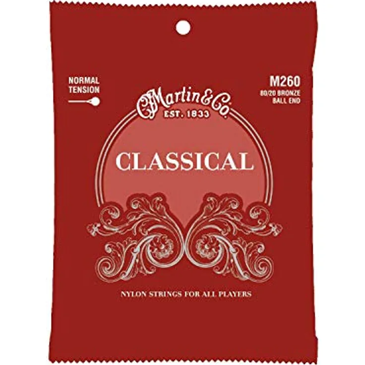 Martin M260 Classical Saiten für klassische Gitarre, 80/20 Bronze, Normal 28-43, Ball End
