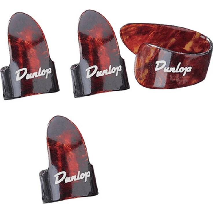 Dunlop Thumb-Finger Pick Set M, 4-teiliges Set mit 1 Daumenring und 3 Fingerpicks aus Kunststoff, Größe M – Bild 1