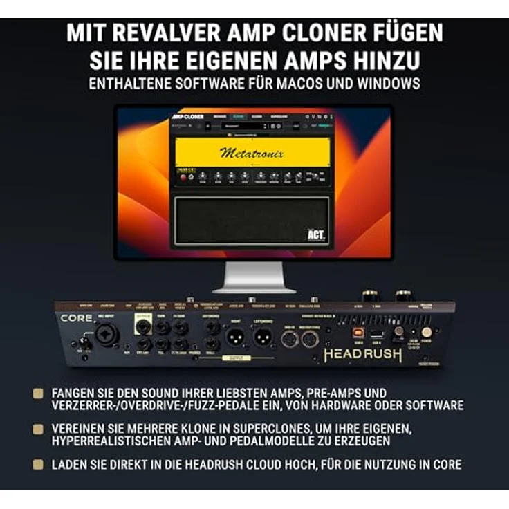 Headrush Core, Gitarren-Multieffekt mit Amp-Modellierung, 7-Zoll Touchscreen, inkl. Auto-Tune und Bluetooth – Bild 8