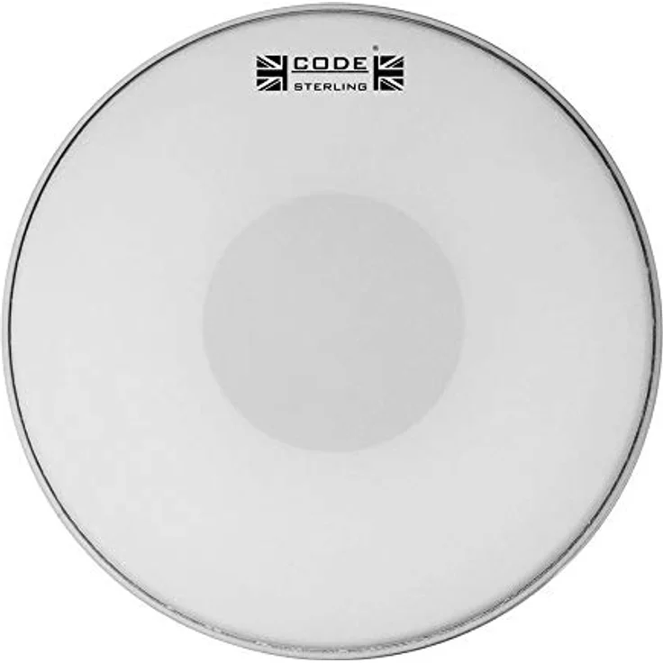 Code 14" Sterling Coated Snare Head, doppellagiges Schlagzeugfell mit Black Reverse Donut Dot, weiß aufgeraut, für heavy-hitter – Bild 1