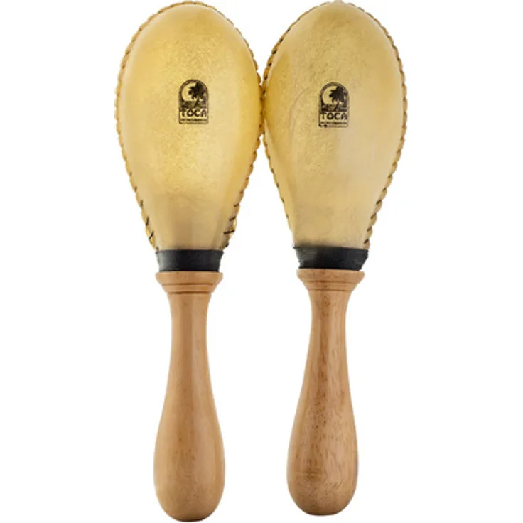 Toca T3142 Rawhide Maraca Large, Percussioninstrument mit Rohlederkorpus und Holzgriff