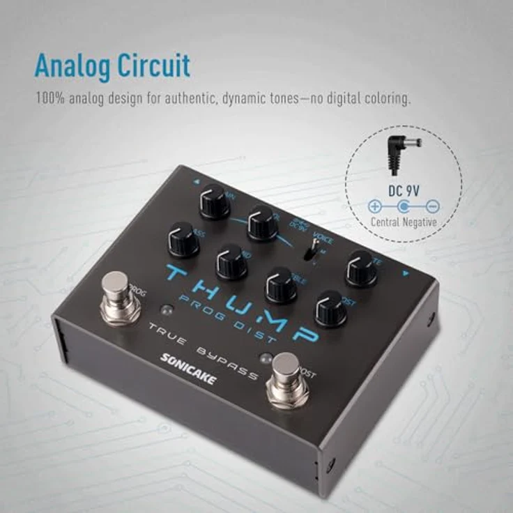SONICAKE Distortion Pedal High-Gain Effektpedal mit analoger Schaltung, 2 Klangmodi, Boost und Noise Gate, schwarz – Bild 4
