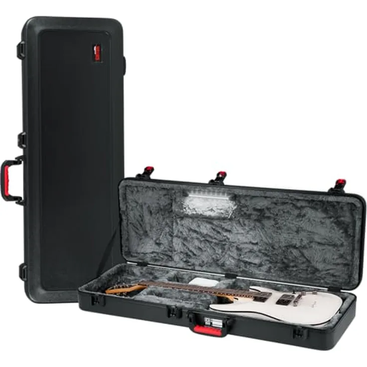 Gator TSA LED Electric Guitar Case, Gitarrenkoffer mit LED-Innenbeleuchtung für ST- & T-Style E-Gitarre, schwarz
