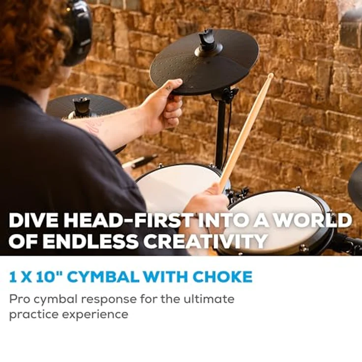Alesis Drums Nitro Max Expansion Pack, E-Drum Set Erweiterung mit 8" Mesh Tom Pad, 10" Becken mit Choke und Verbindungskabeln – Bild 4