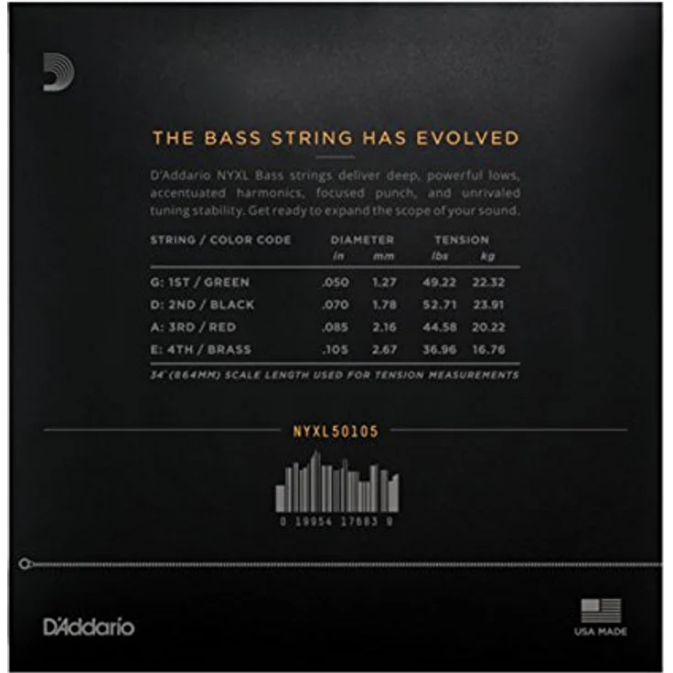 D'Addario NYXL50105 E Bass Gitarrensaiten, Nickel Wound, Medium (50-105), Long Scale, 4er-Satz – Bild 2