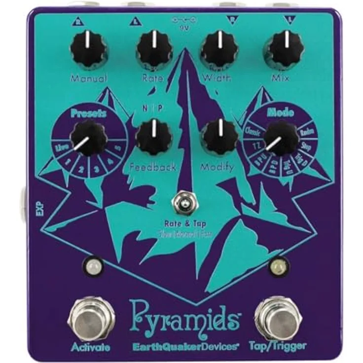 EarthQuaker Devices Pyramids Stereo Flanging, Flanger Effekt Pedal mit 8 Modi, 5 User Presets und Tap Tempo, Metallgehäuse