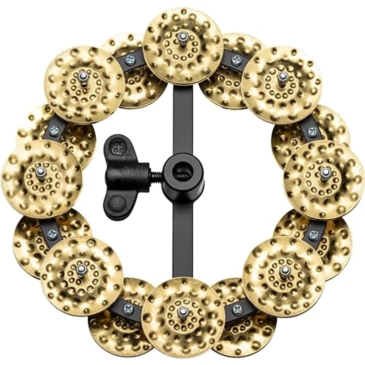 Meinl HTHH2B-BK Hi-Hat Tambourine, 5 Zoll mit gehämmerten Messingschellen, schwarz