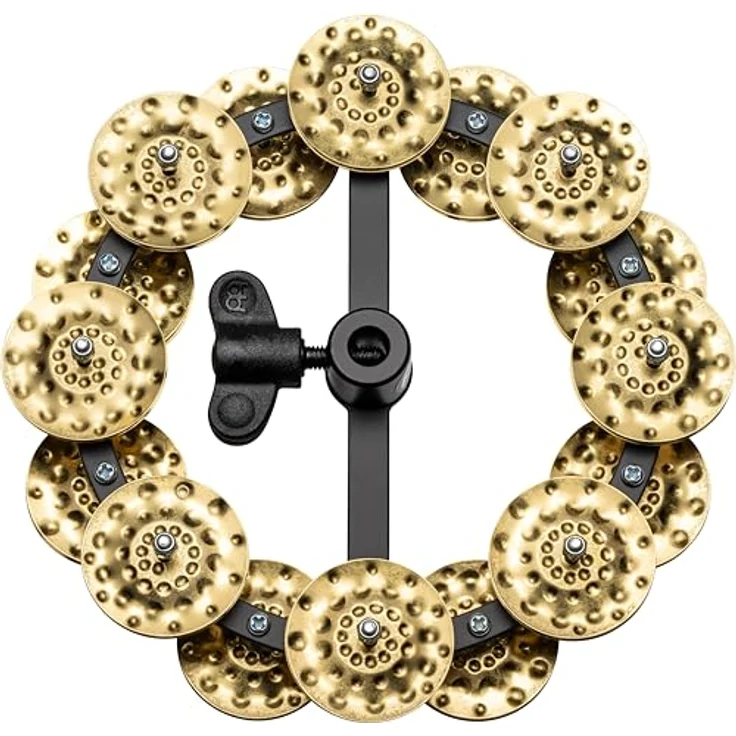 Meinl HTHH2B-BK Hi-Hat Tambourine, 5 Zoll mit gehämmerten Messingschellen, schwarz – Bild 1