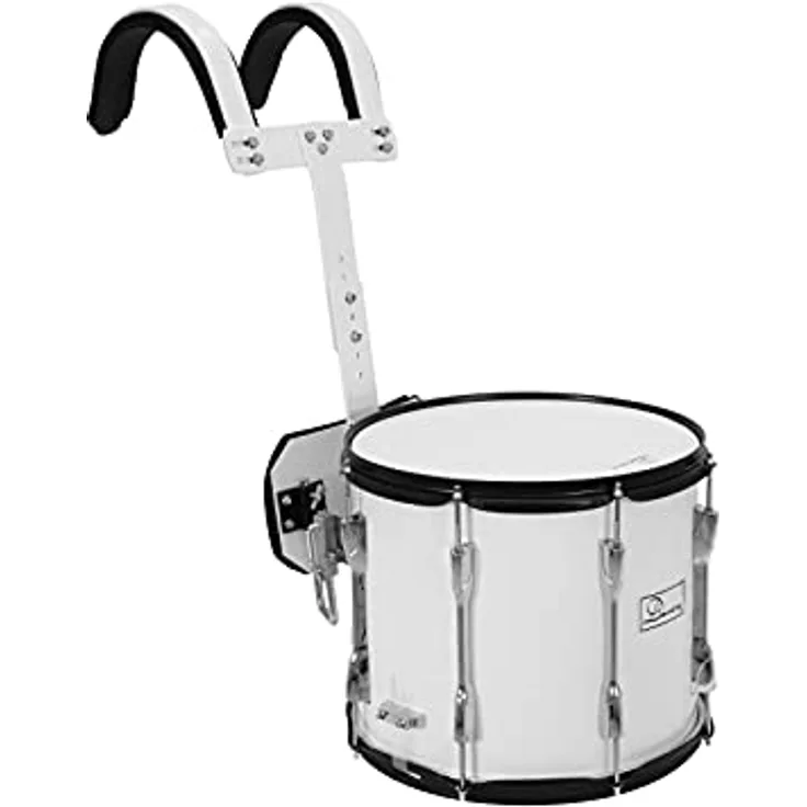 DIMAVERY MS-300 Marsch-Snare, PRO Marschtrommel 14x12 mit Holzkessel und Kunststoff-Finish, weiß, inkl. 2 Felle und Snareteppich