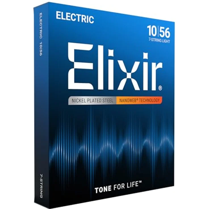 Elixir® 7-Saiter E-Gitarrensaiten mit NANOWEB®Beschichtung, Light (.010-.056), nickelbeschichtet, langlebig und korrosionsbeständig – Bild 1