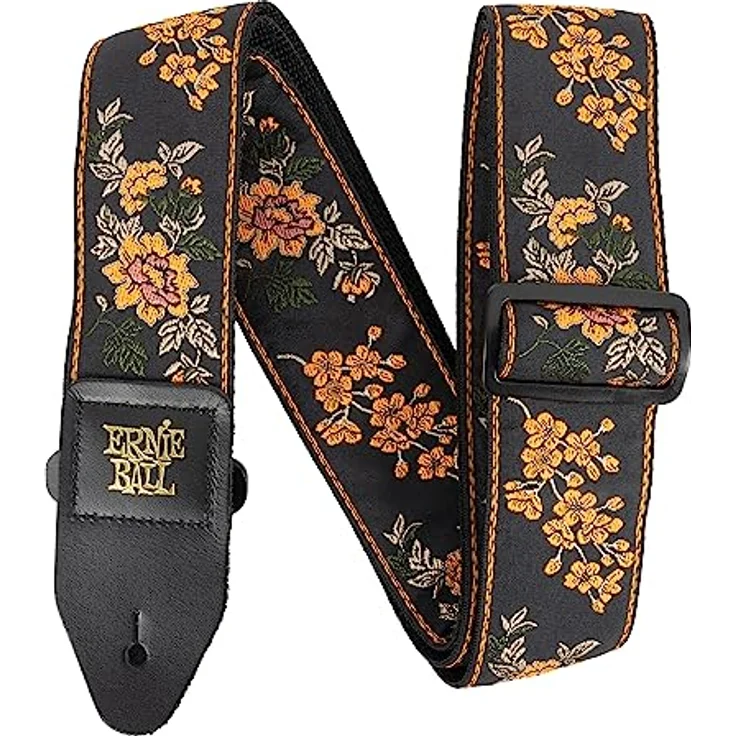 Ernie Ball Tangerine Blossom Gitarrengurt, Jacquard, 104-182 cm, Polypropylen mit Lederenden – Bild 2