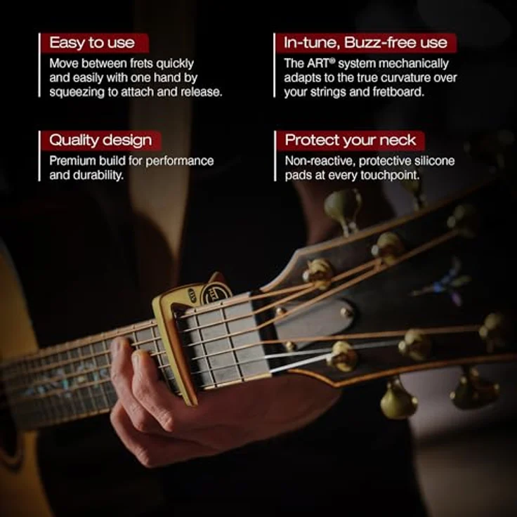 G7th Performance 3 Kapodaster Gold mit Tension Control & Adaptive Radius Technologie – Preisgekrönter Kapodaster für Akustik- und E-Gitarren – Bild 3