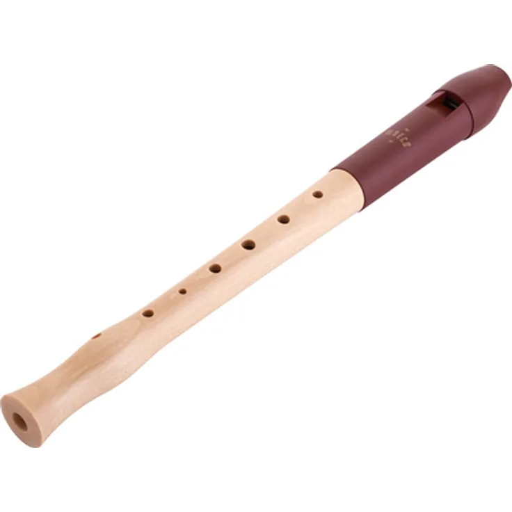 Moeck 1020 Flauto 1 Plus Soprano, sopran Blockflöte mit deutscher Griffweise, Kopfstück in Burgunderrot, Unterstück aus Ahornholz, inklusive Leinentasche