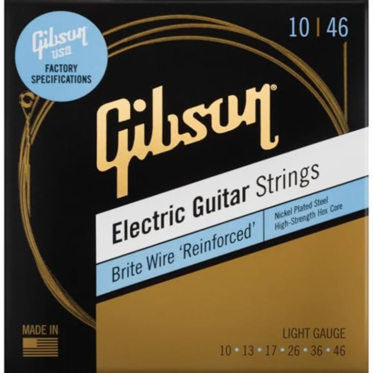 Gibson Brite Wire Reinforced Light SEG-BWR10, E-Gitarrensaiten Set, Light Tension, Nickel Plated Steel, Made in USA – Bild 2
