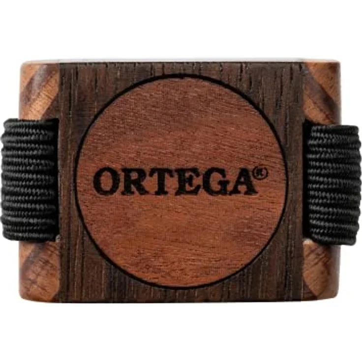 Ortega OFSW-S, Handgemachter Finger Shaker aus Cassia, Roter Zeder und Tigerholz, Natur, ergonomische Form, elastisches Fingerband, 32mm x 25mm x 15mm – Bild 2