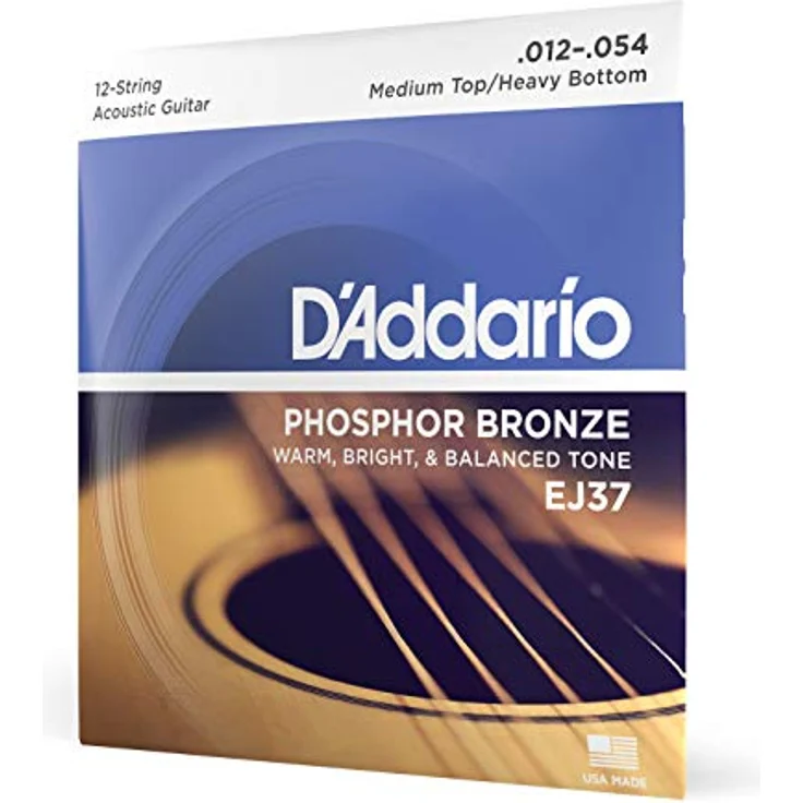 Daddario EJ37, Saiten Set für 12-saitige Western Gitarre, Phosphor Bronze, Stärke 012/012 bis 054/030 – Bild 1