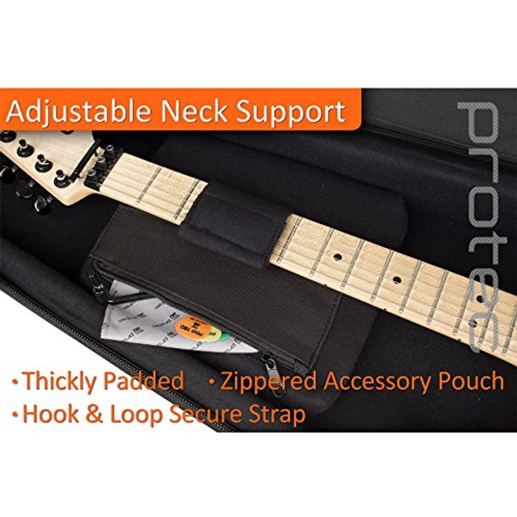 Protec Contego E-Guitar Case BK, Leichter Gitarrenkoffer mit wasserabweisendem Material, Innenmaße 100x34x7 cm, schwarz – Bild 10