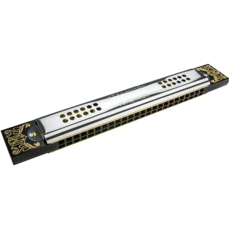 Hohner Kreuzwender Mundharmonika, Ersatzteil in D, Holz Kanzellenkörper, Edelstahl Deckel, 48 Stimmzungen, klassischer Tremolo Sound