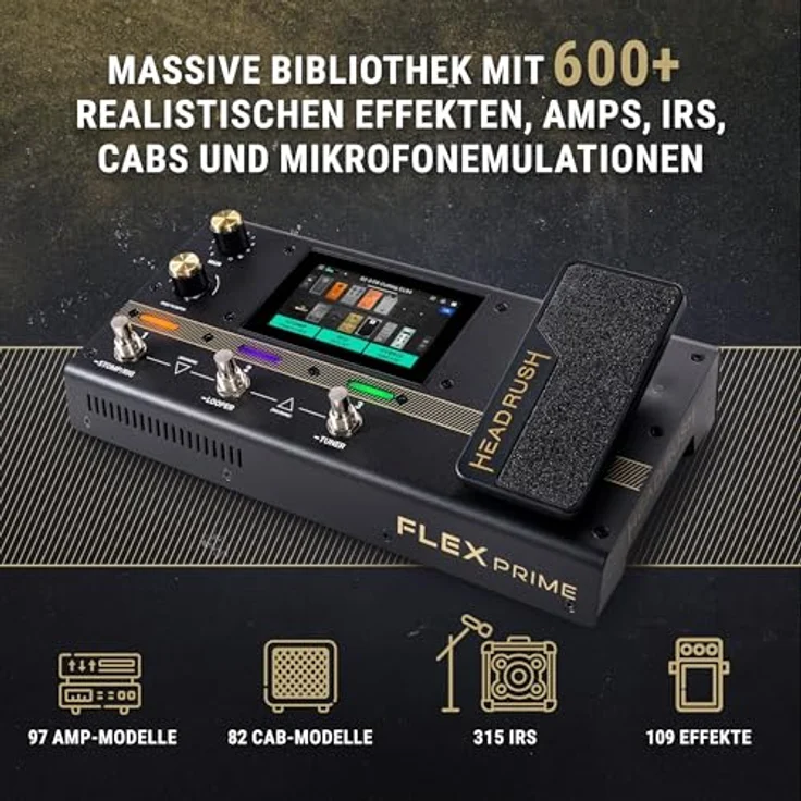 HeadRush Flex Prime, Gitarre und Bass Multi-Effekt Pedal mit 4" Touchscreen, Looper, WLAN, Bluetooth und USB Audio Interface – Bild 3