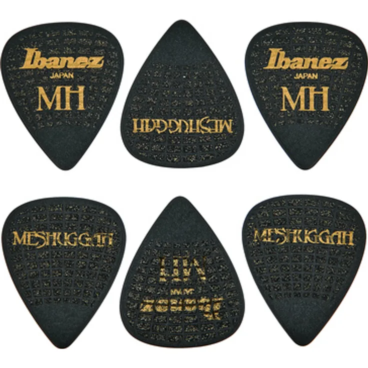 Ibanez Marten Hagstrom Signature Pick, 6er-Pack Teardrop-Plektren, 1.0mm Schwarz Gold, robust und griffig