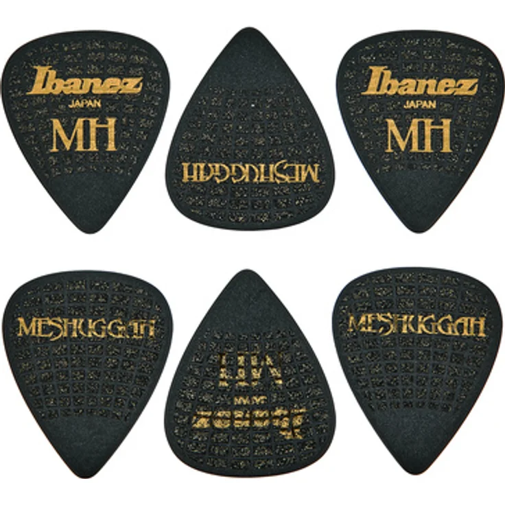 Ibanez Marten Hagstrom Signature Pick, 6er-Pack Teardrop-Plektren, 1.0mm Schwarz Gold, robust und griffig