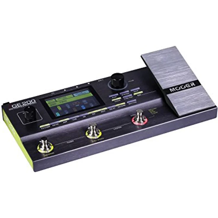 Mooer GE 200, Gitarren-Multieffektgerät mit 55 Amp-Simulationen, 70 Effekten und integriertem Expression-Pedal, schwarz – Bild 2