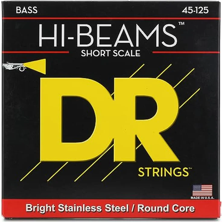 DR Strings SMR5-45 Tite Medium High Beam Short Scale Saite, 5-Saiter für ausgewogenen Klang, Edelstahl für brillante Höhen, handgefertigt in den USA