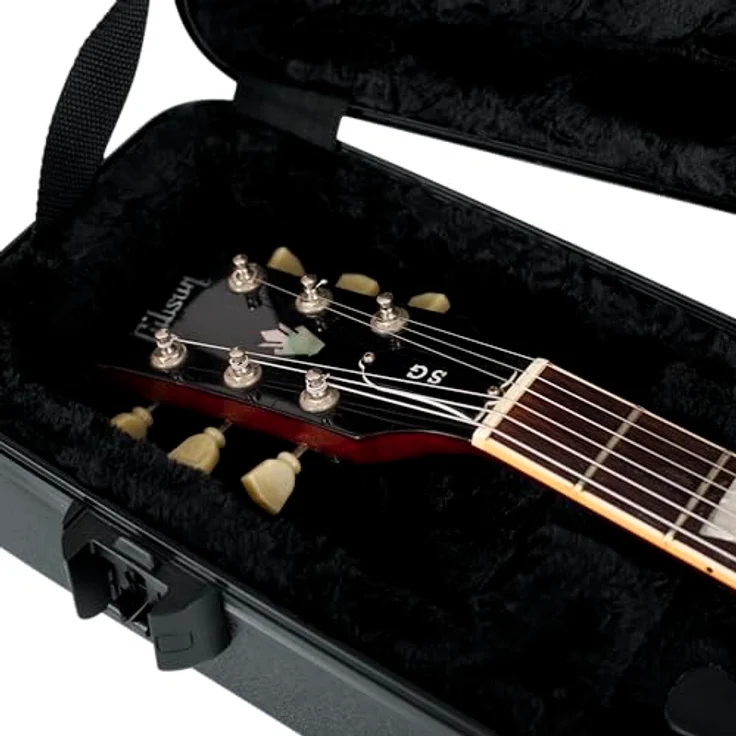 Gator TSA DC Guitar Case, Koffer für Double Cut E-Gitarre mit TSA-zugelassenem Zentralverschluss, schwarz – Bild 15