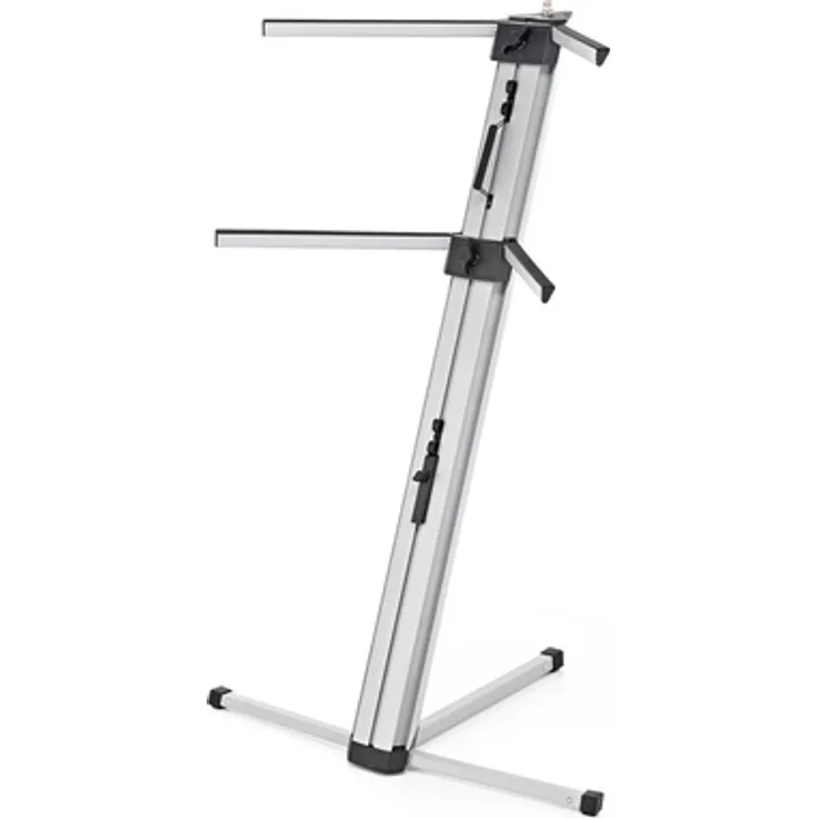 Millenium KS-3000 S, Keyboard-Ständer für 2 Keyboards, silber, mit integriertem Mikrofonarm-Adapter und transportfreundlichem Design
