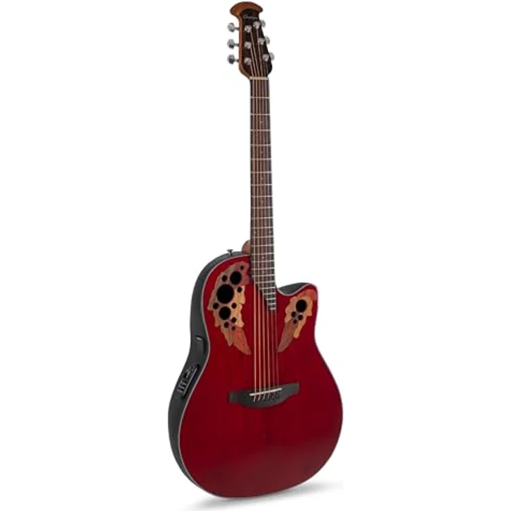 Ovation Celebrity Elite CE44-RR-G, Westerngitarre mit massiver Fichtendecke, Ruby Red Hochglanz, OP-4BT Preamp und Slimline Pickup – Bild 1